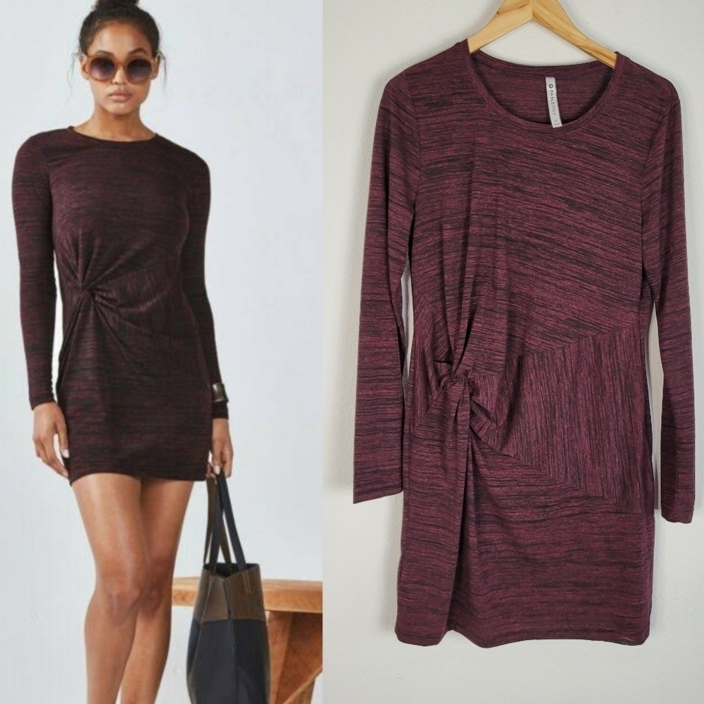 Fabletics burgundy athleisure space dye Brooke dress